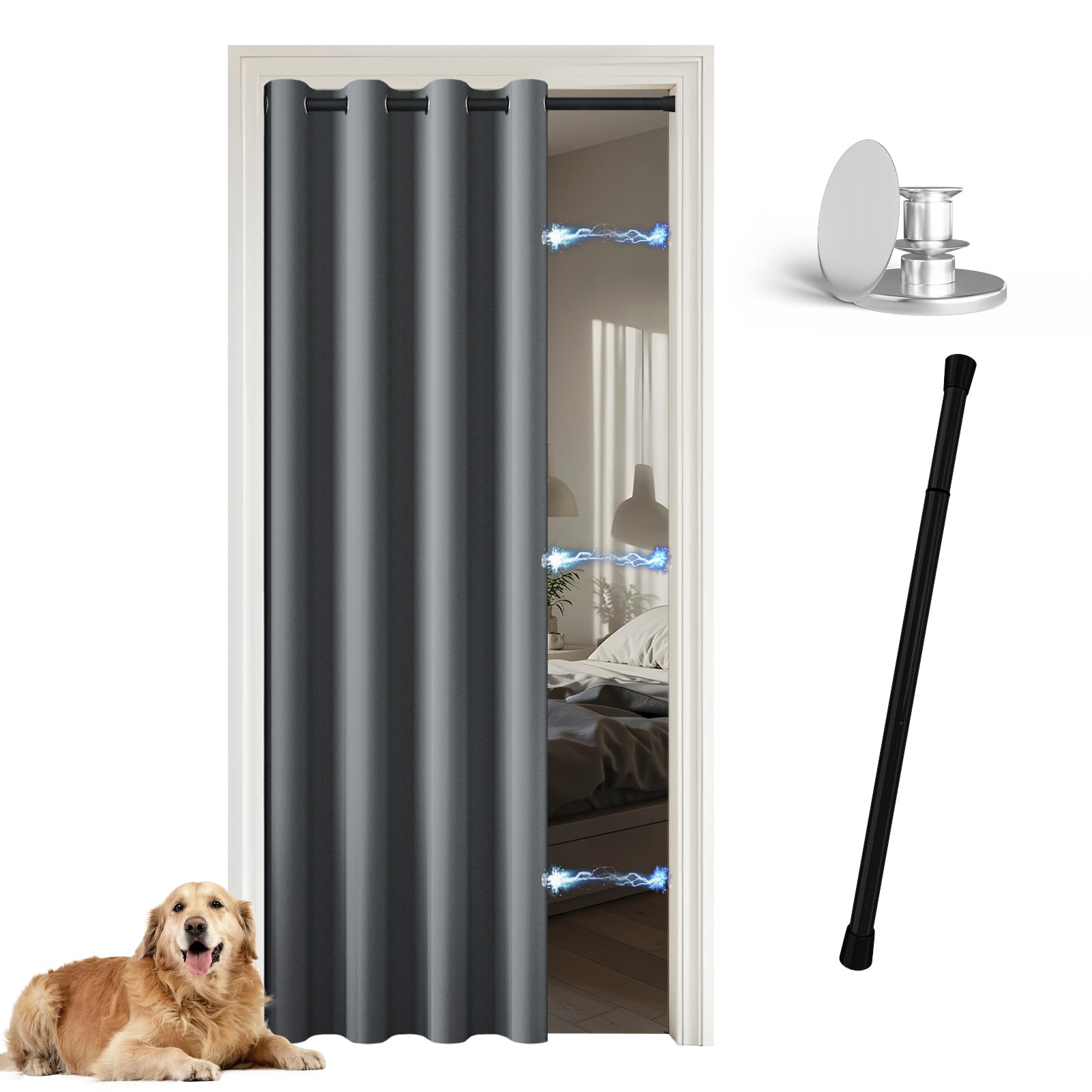 JCyh Door Curtains with Spring Tension Rod — image 1