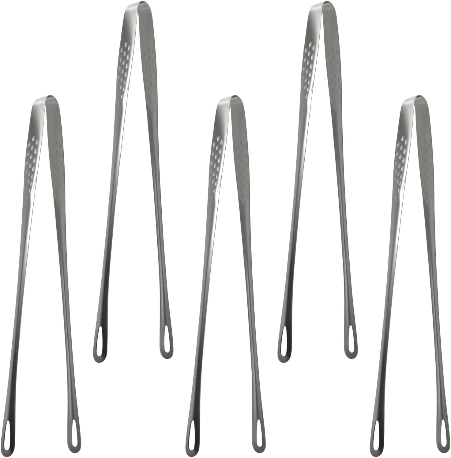 5 Pcs Stainless Steel Grill Tongs, 11 Inches Korean BBQ Tongs Japanese Barbecue Tweezers Clamp Tool for Home Outdoor Cooking Steak Salad Buffet Food Portable Kitchenware