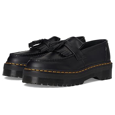 Dr. Martens Adrian Quad Leather Platform Loafers Shoes Black Smooth