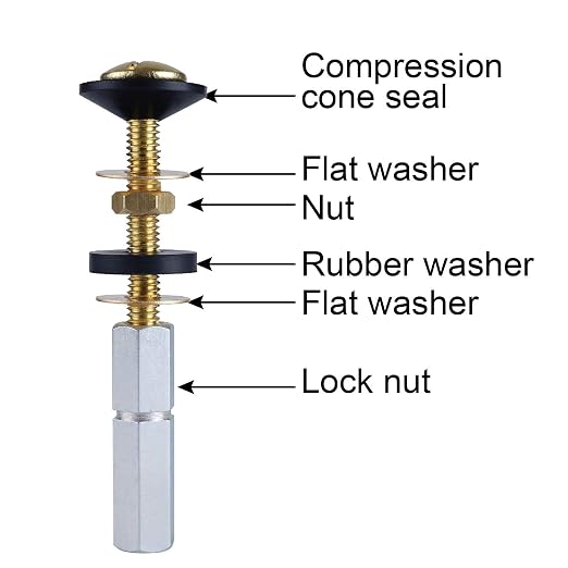 Kit de 2 tornillos para sanitario Hibbent de bronce sólido miniatura 2