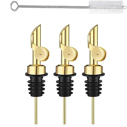 DMOKJER 3 boquillas dispensadoras de aceite de oliva, boquillas de vertido, boquillas de acero inoxidable con peso para verter alcohol, boquilla de