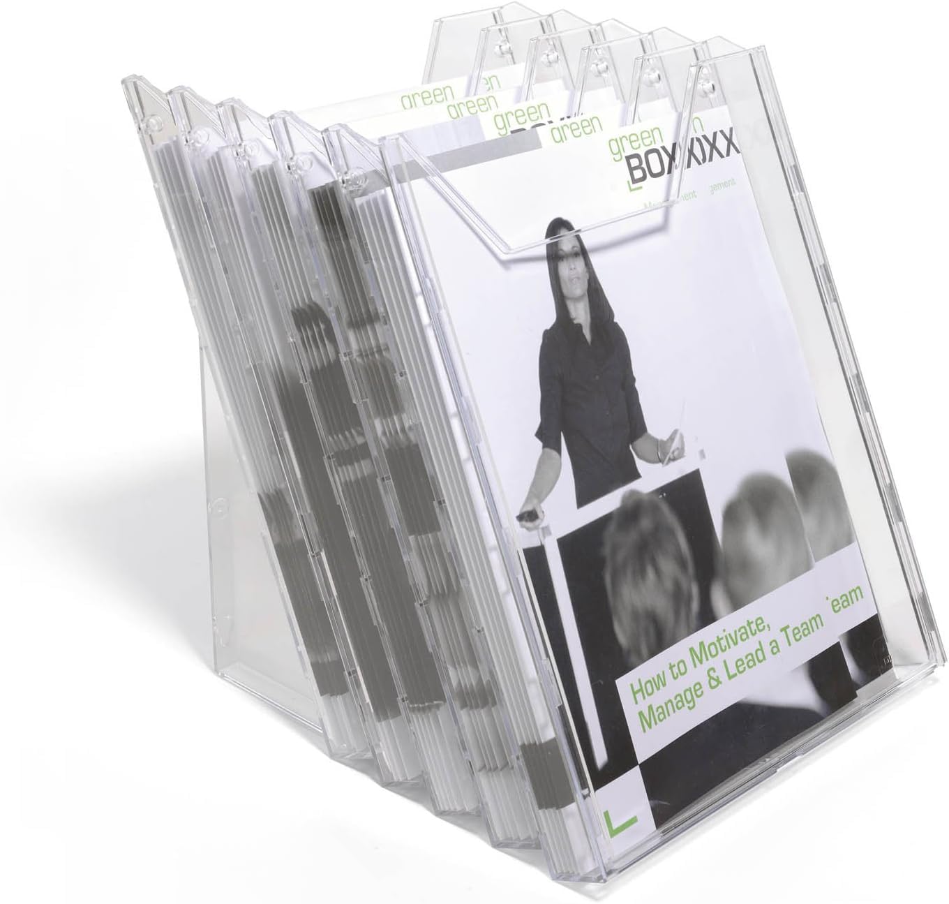 Durable 858619 - Combiboxx A4 Set XL, set di 5 vaschette porta dépliant da f.to A4 fino a f.to di 311x240 mm, da tavolo e da parete, trasparente