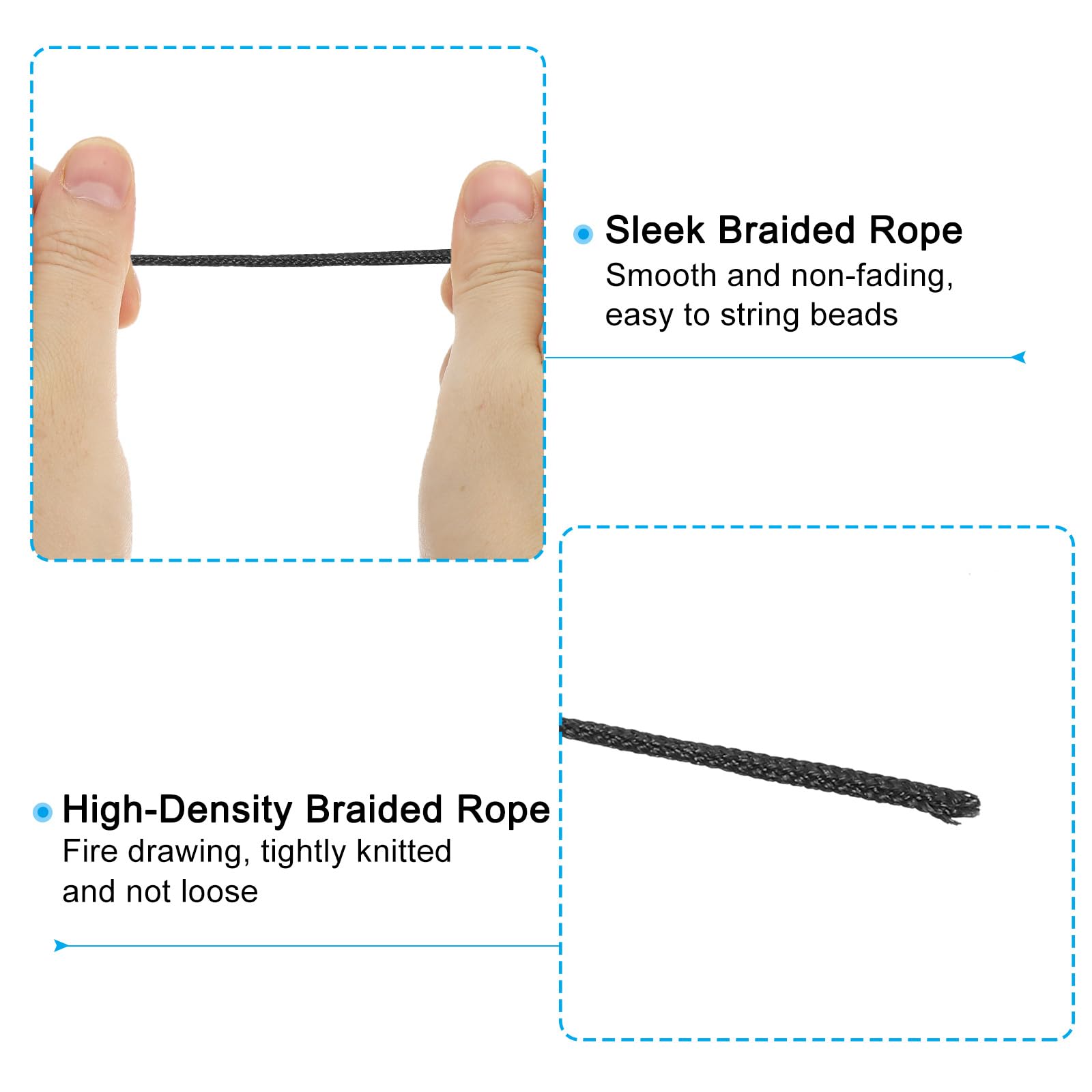 PATIKIL 87 Yard Nylon Satin Cord 1 mm Beading String Braided Rope Black, 1mm x 87 Yard - Image 3