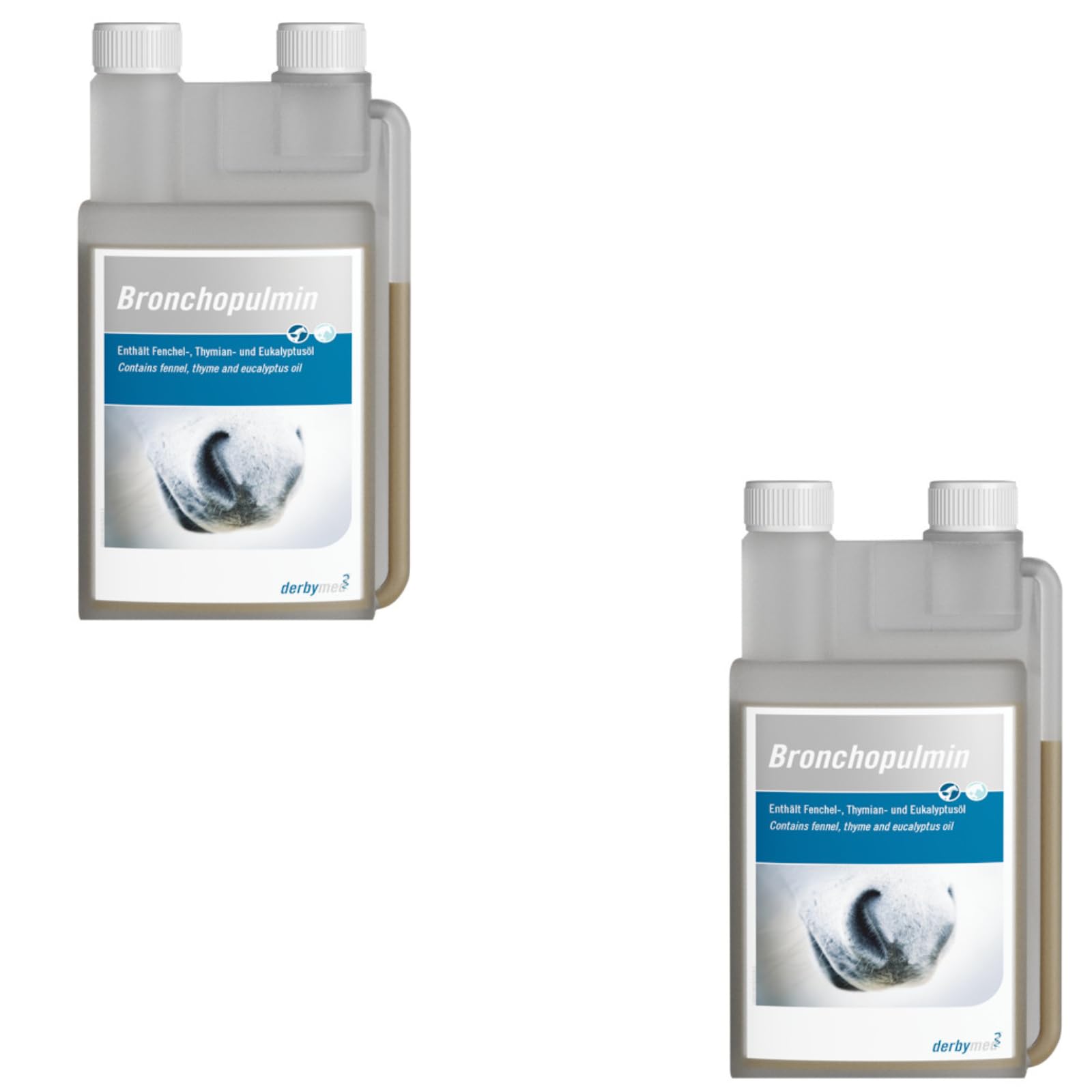 derbymed Bronchopulmin | Doppelpack | 2 x 1 l | Ergänzungsfuttermittel für Pferde | Zur Unterstützung der physiologischen Atemwegsfunktion