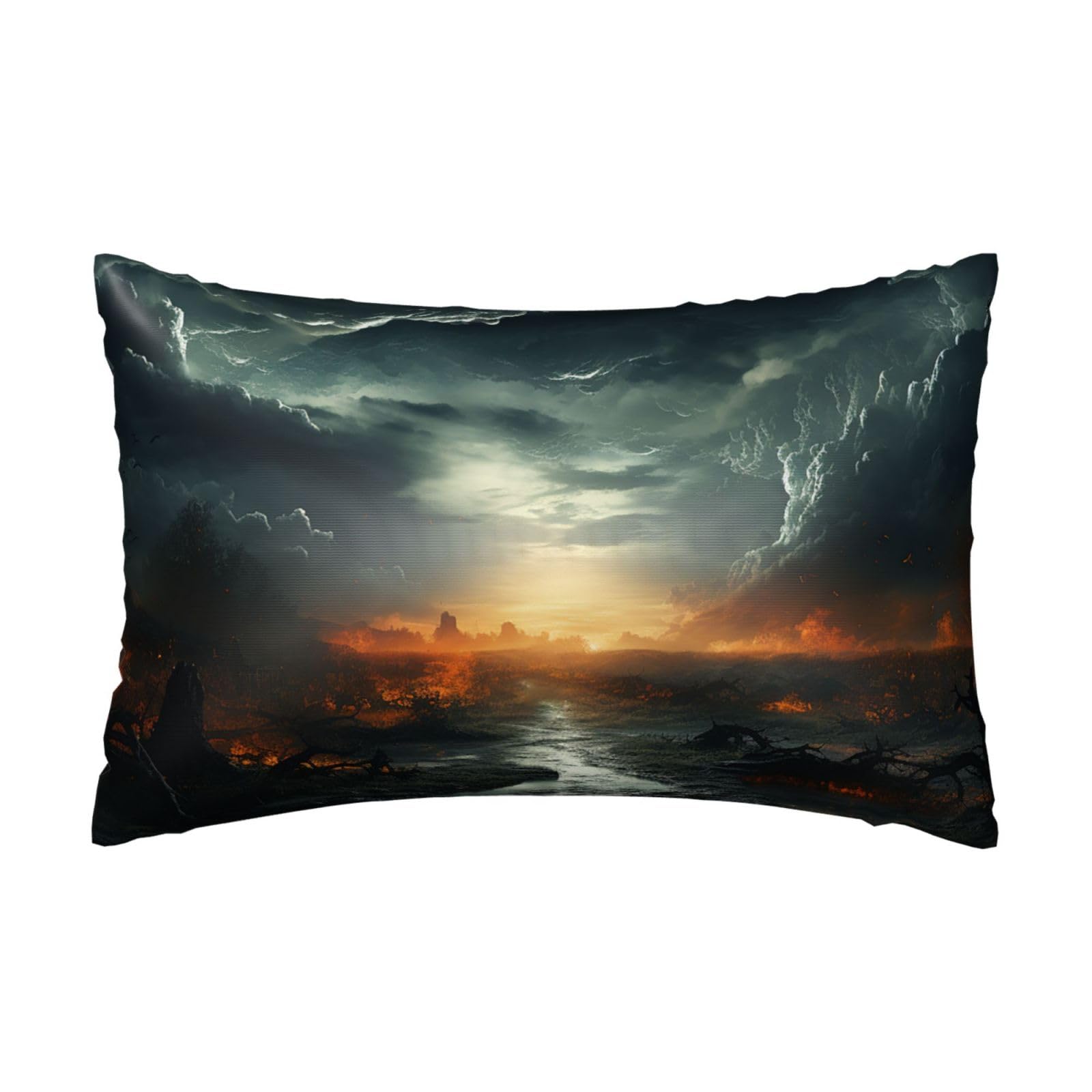 Satin Pillowcase for Hair and Skin,Soft Breathable Silk Pillowcase Stormy Sky Cooling Pillow Cover with Hidden Zipper Queen Size Cushion Case for Bedroom Sofa 20”X30”