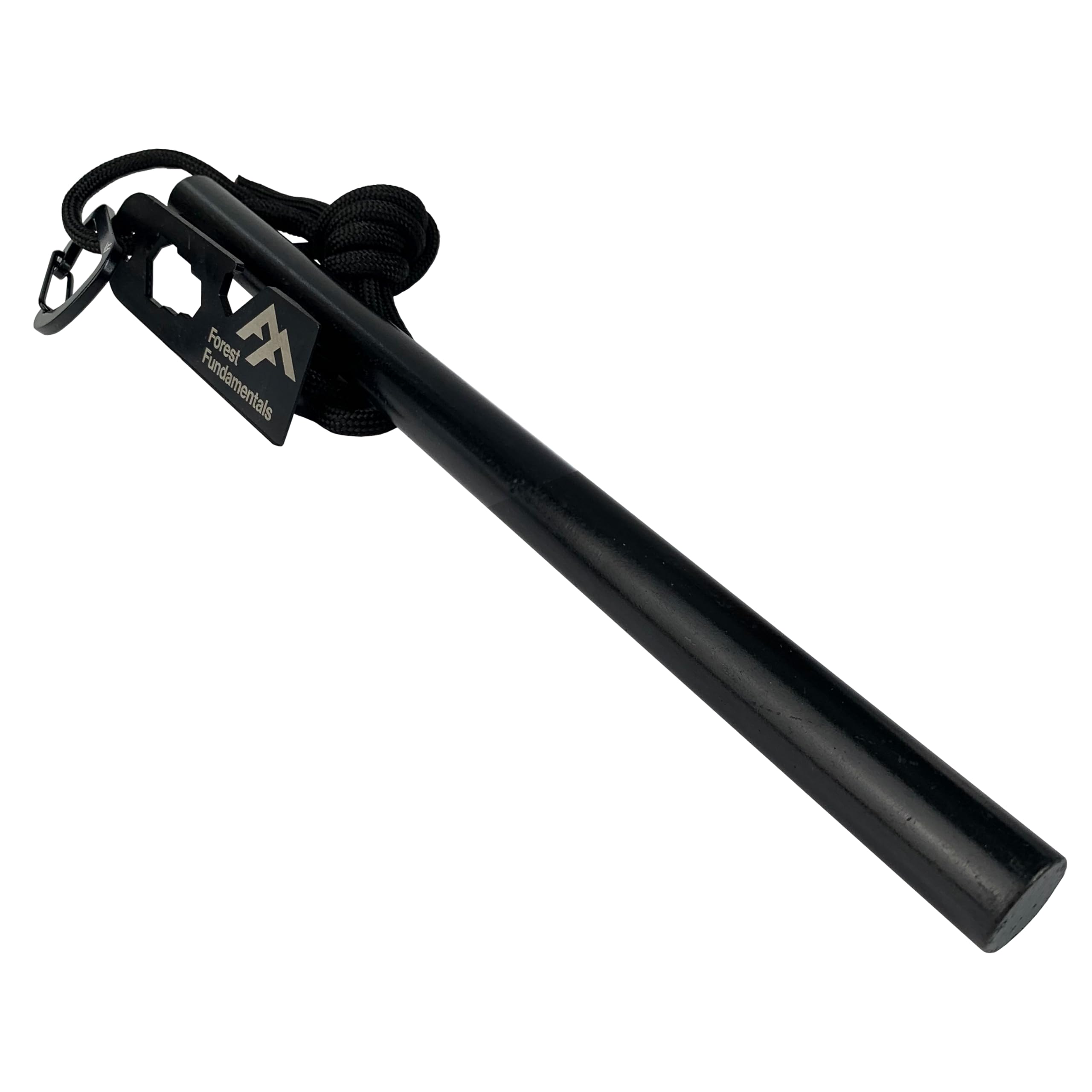 Forest Fundamentals Beast Fire Starter & Stealth Striker | Ferro Rod Fire Steel & Striker | Available in 4" & 8" Lengths | Lanyard Hole & Large Survival Cord Lanyard | 1/2” Thick - 20,000+ Strikes