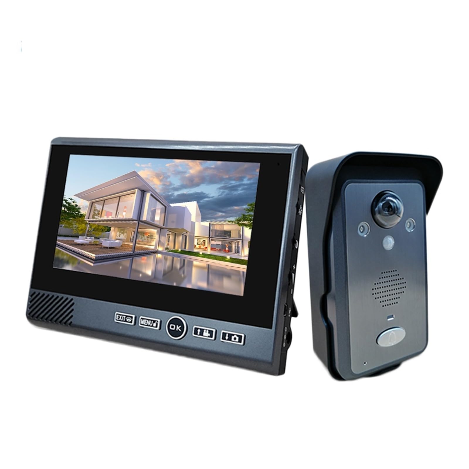 Videocitofono wireless da 7 pollici a 2,4 GHz Rilevazione del movimento senza colpi di sicurezza del campanello visivo a lungo standby for la casa(818-1-1)