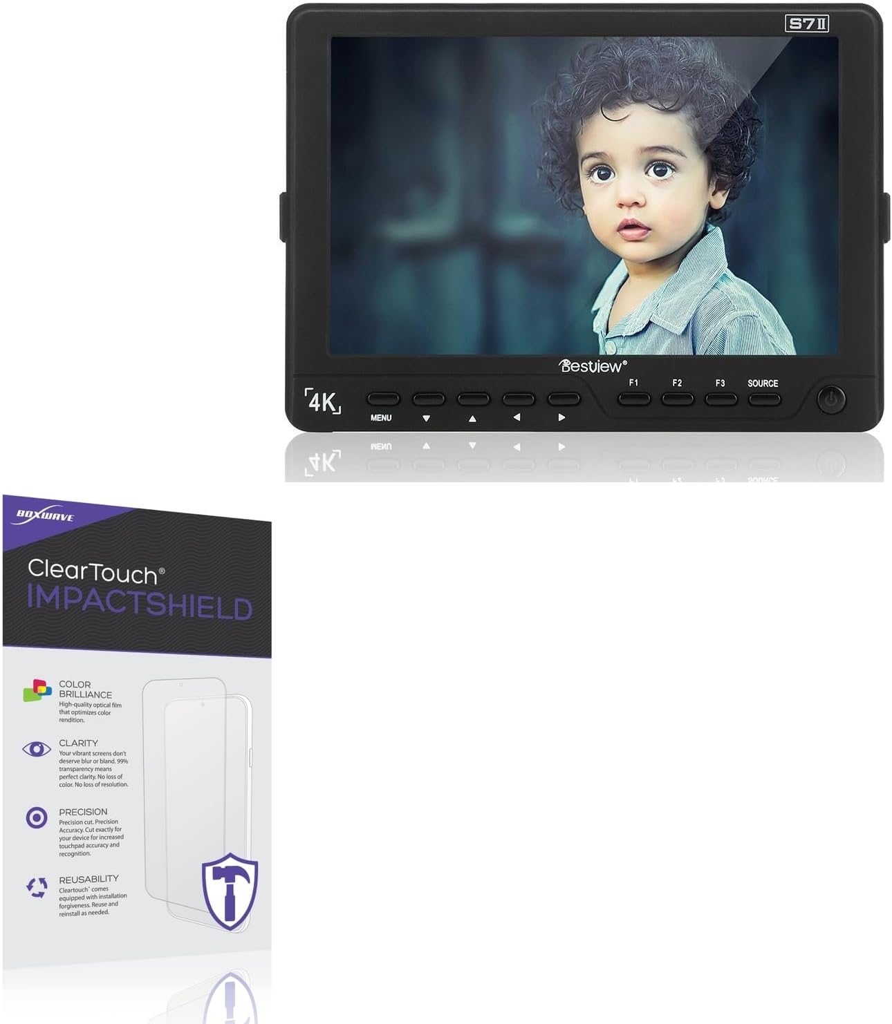 BoxWave Screen Protector Compatible With Bestview S7II - ClearTouch ImpactShield (2-Pack), Impenetrable Screen Protector Flexible Film