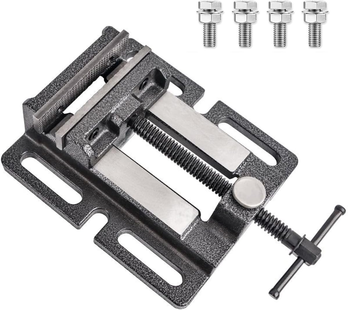 Drill Press Vise, 3" Quick Release Heavy Duty Bench Vise, 2.95'' Max Jaw Opening, 3.23" Jaw Width, 0.91"Jaw Depth Industrial Vice Clamp for Drill Press, Benchtop, Woodwork, Milling Machine, 4 Bolts
