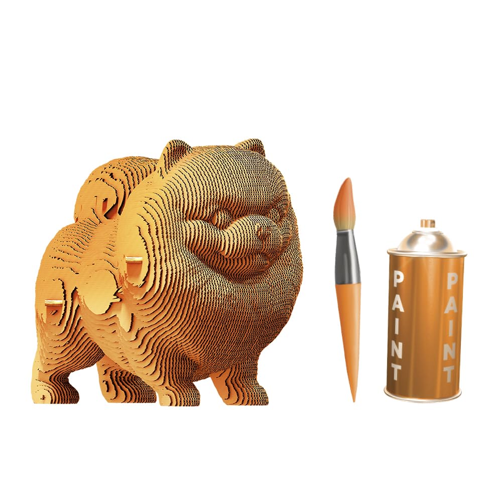 Chien Spitz Nain Puzzle 3D en Carton – Maquette à Monter | 72 Pièces, 16 × 14 × 10 cm – Kit Sculpture DIY à Peindre, Matériaux Recyclés, Ados & Adultes, Idée Cadeau Déco