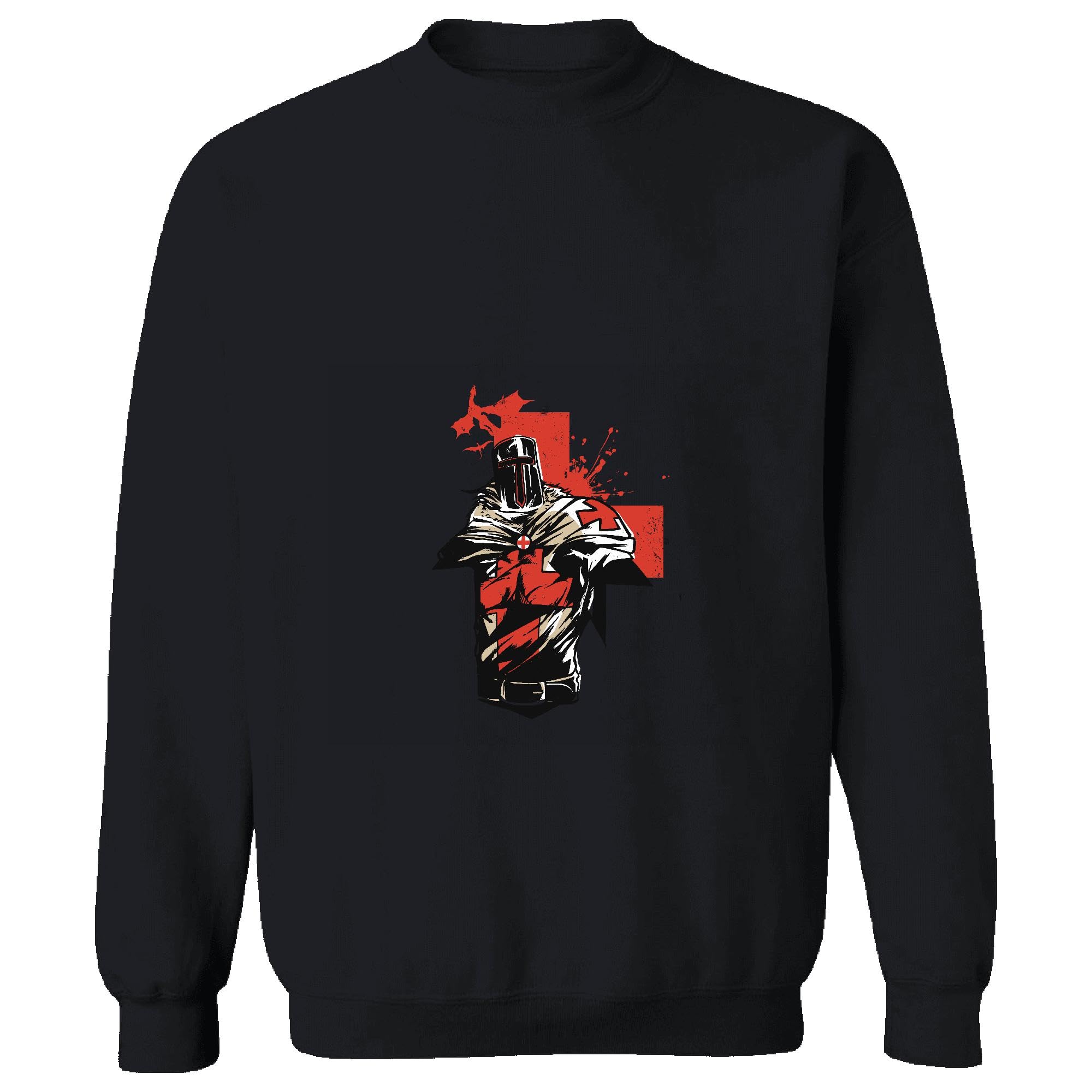 Tee Gift for History Lovers Red Cross Knight Design for Medieval Fans Black Muticolor Unisex Sweatshirt