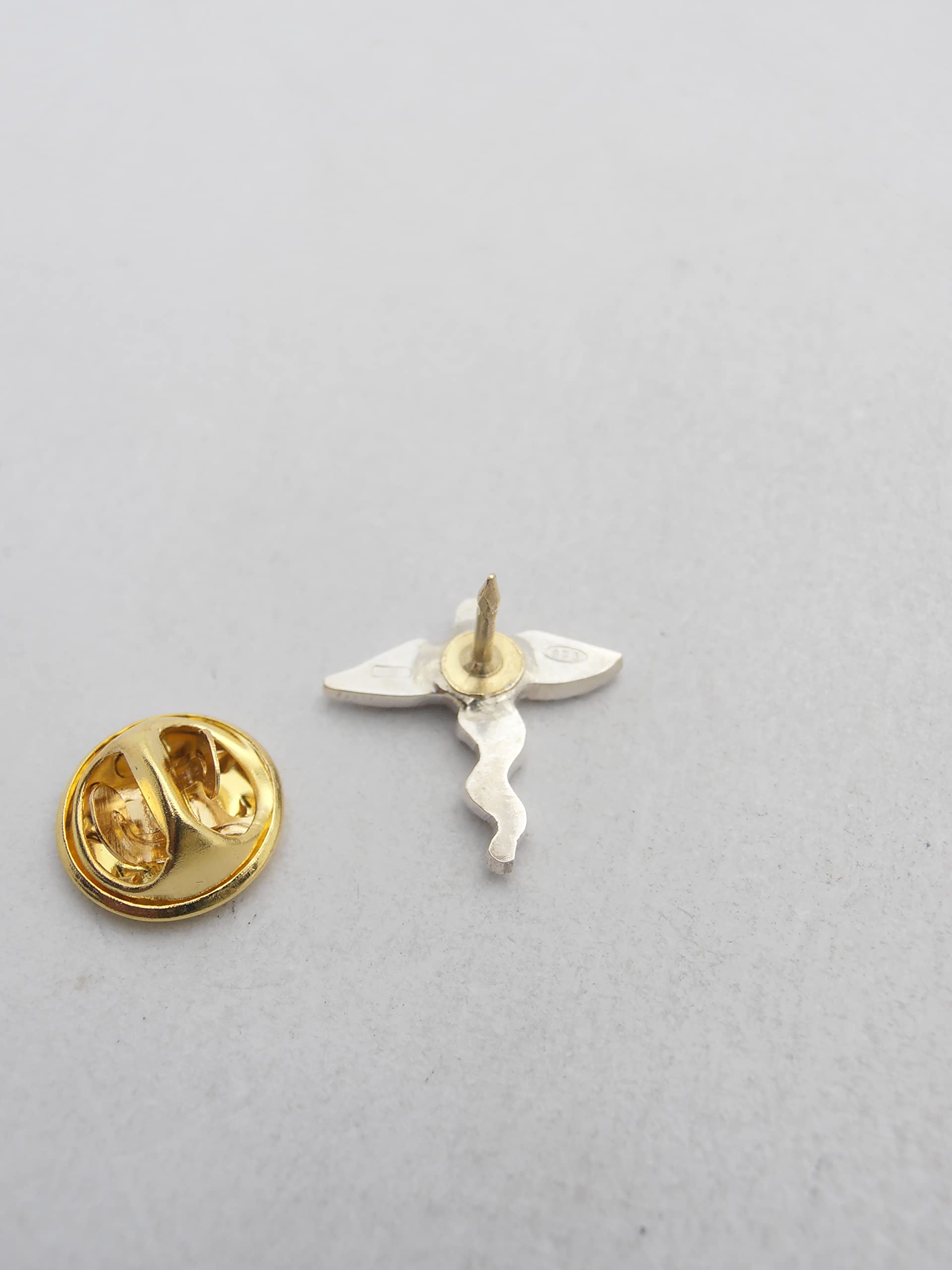 Ordine dei Farmacisti : Spilla da giacca in Argento 925 con Caduceo Farmacia - Stemma - Simbolo - pins