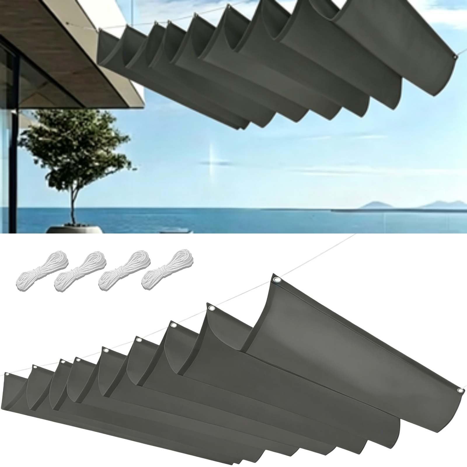 Voile ombrage 150 x 460 cm contre la chaleur sur terrasse et pergola