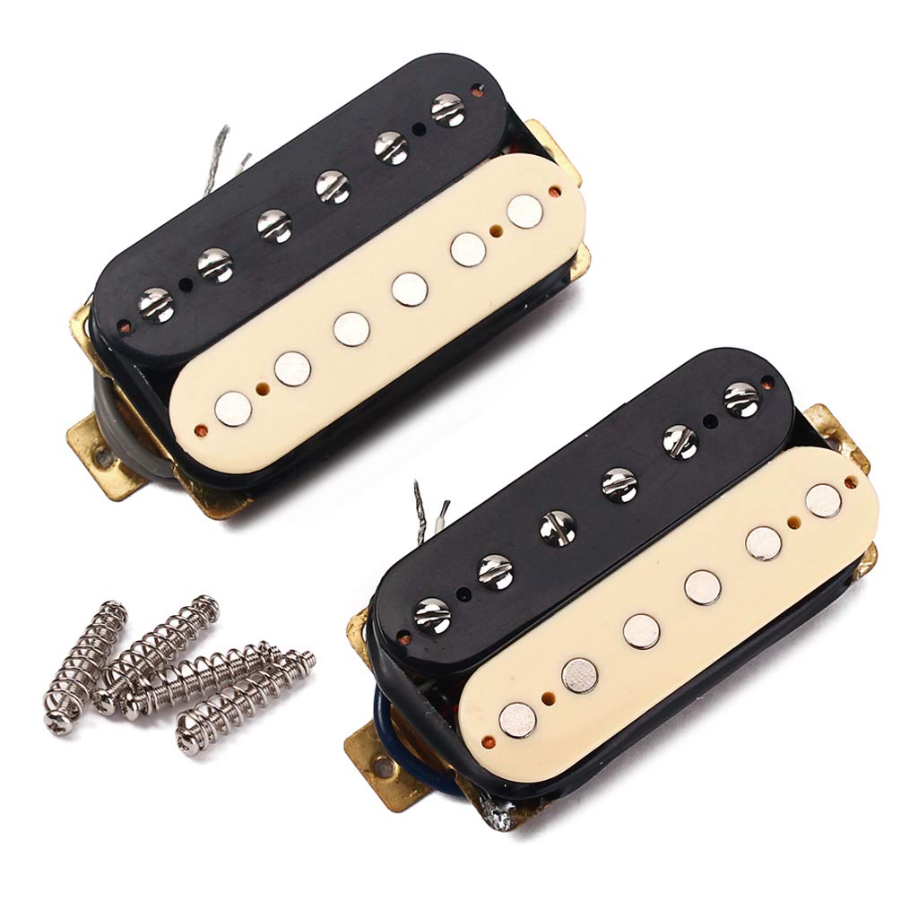 Alnicov Black & Cream Guitar Pickup Zebra Faced Humbucker Double Coil Electric Guitar Pickups 50/52 mm z ramką montażową Akcesoria gitarowe