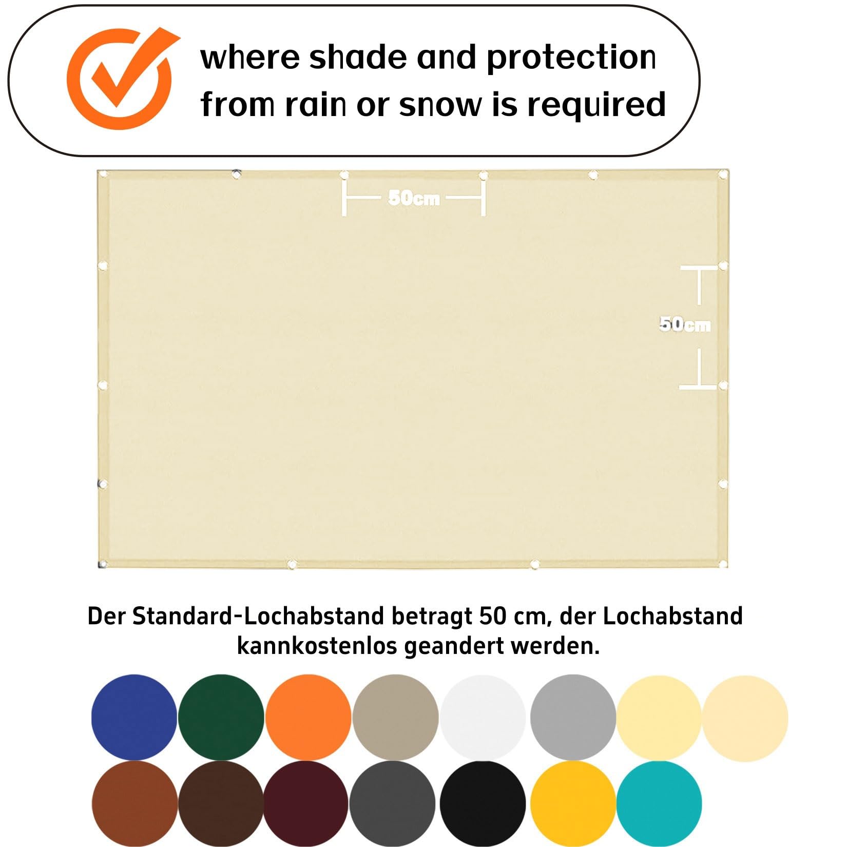 Markiza Przeciwsłoneczna 230 x 280 cm Prostokątne, 98% Filtr Uv, Wodoodporne Żagiel Przeciwsłoneczny Do Ogrodu Poliester, Wytrzymały Na Patio, Na Imprezę, Na Trawnik, Piaskowy żółty