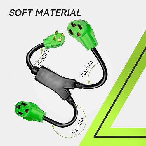 Miniatura 4 de RVMATE Divisor de secadora de 4 clavijas de 30 amperios, NEMA 14-30P a (2) 14-30R Y receptáculo de 26.5 pulgadas, chaqueta de PVC impermeable