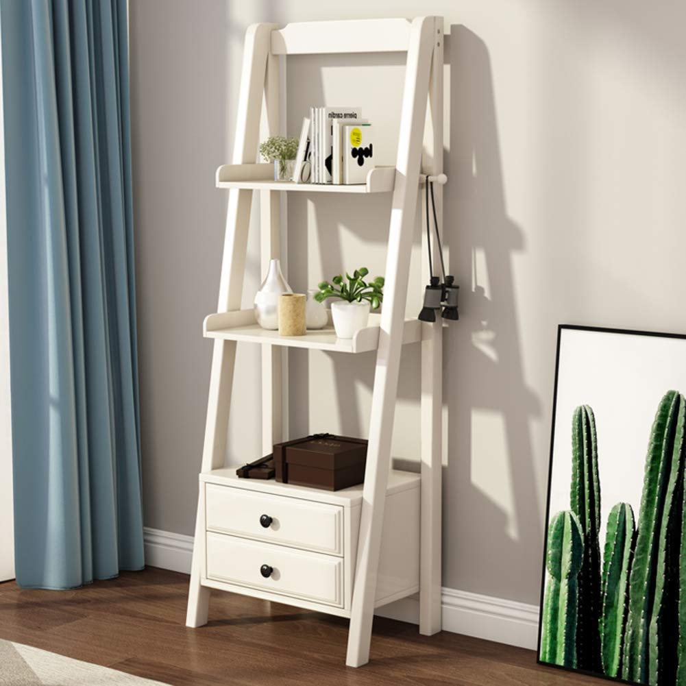 Buy 3 Tier Ladder Shelf With 2 Drawer,Retro Bookshelf,Rustic Vintage