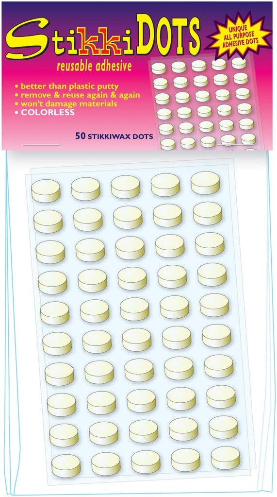 Stikki Dots Mounting Adhesive, Reusable and Removable, Colorless, Pack of 100