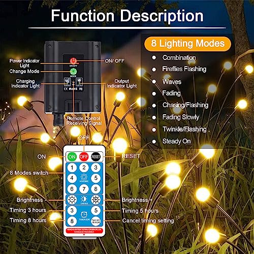 Micacorn Solar Garden Lights, Solar Firefly Lamp 6 Pack 8 Modes Swaying Solar Firefly Lights Solar Waterproof Garden Decorative Lights with Remote for Yard Parties Wedding Outdoor Decoration - Image 4