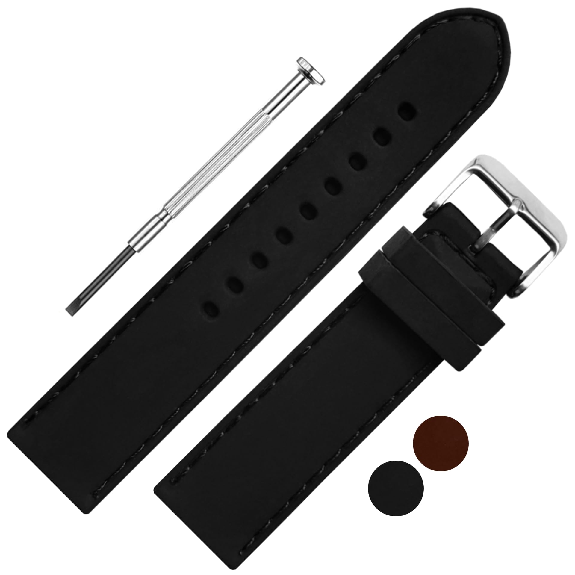 DBLACK MESEE Premium Silicone Watch Strap, Boat-Tip Design, Matte Finish, Watch Straps // For 20mm, 22mm, 24mm, 26mm, 28mm, or 30mm Watch Band (Choose Your Size & Color) (30mm, Black) (B0DHS95Q7C) Amazon Price History, Amazon Price Tracker