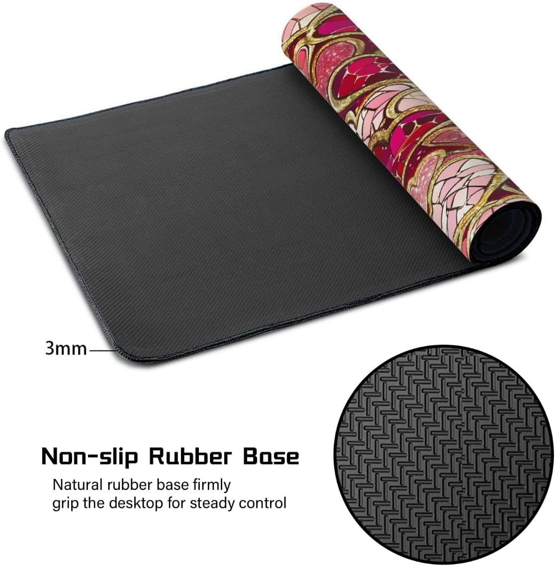 Large Valentine Mouse Mat Computer Mousepad with Non-Slip Rubber Base Waterproof Mouse Pad Desktop Keyboard Pad for Gamer,Home School Laptop Office Accessories,16x35.5inA-434