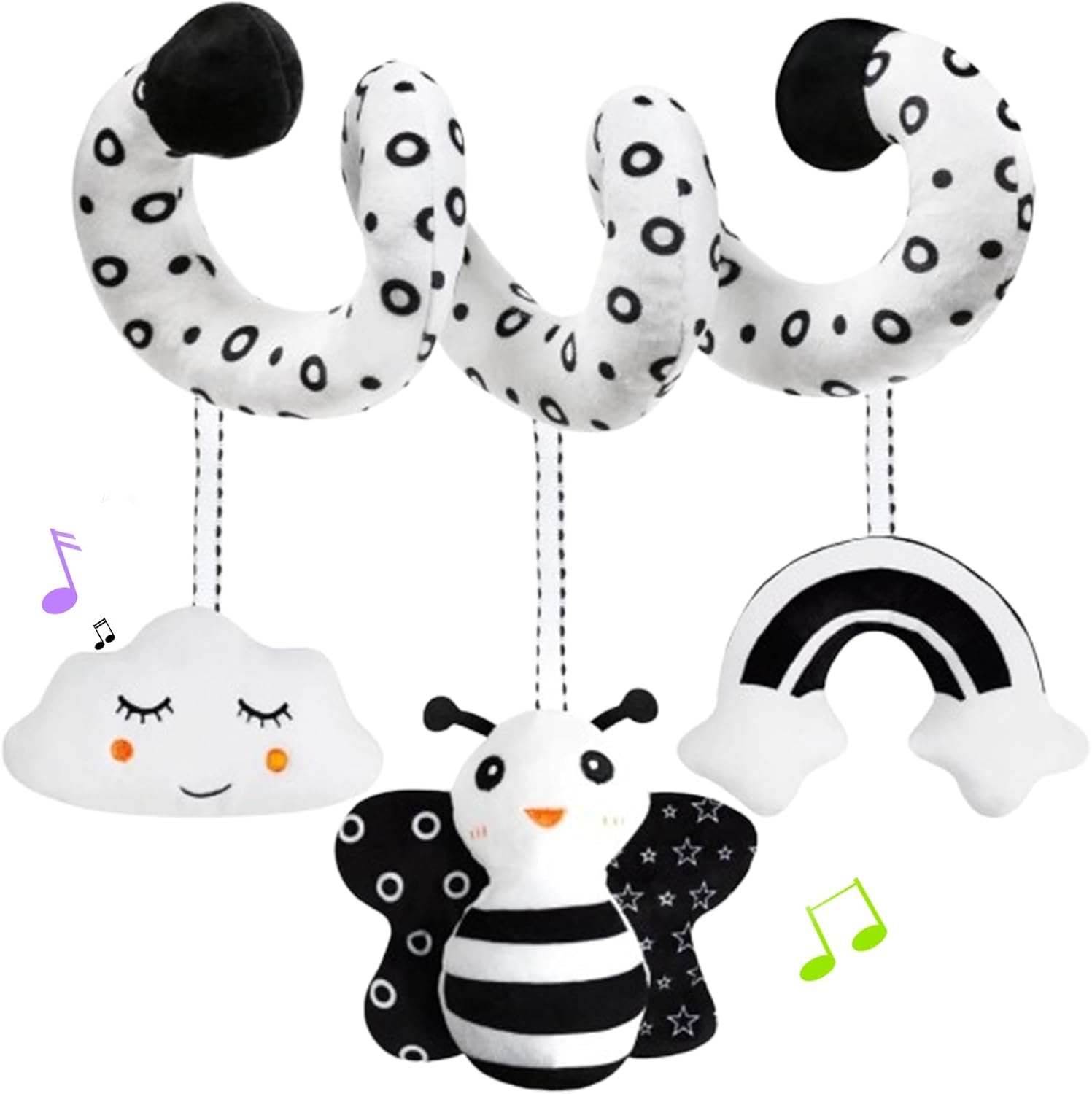 Car Seat Toys, Spiral Stroller and Carseat Hanging Toys for Babies 0-6 Months, Black and White High Contrast Baby Toys for Newborn 0-3 Months, Crib/Bassinetr Infant Toys (Bee) Car Seat Toys, Spiral Stroller and Carseat Hanging Toys for Babies 0-6 Months, Black and White High Contrast Baby Toys for Newborn 0-3 Months, Crib/Bassinetr Infant Toys (Bee)