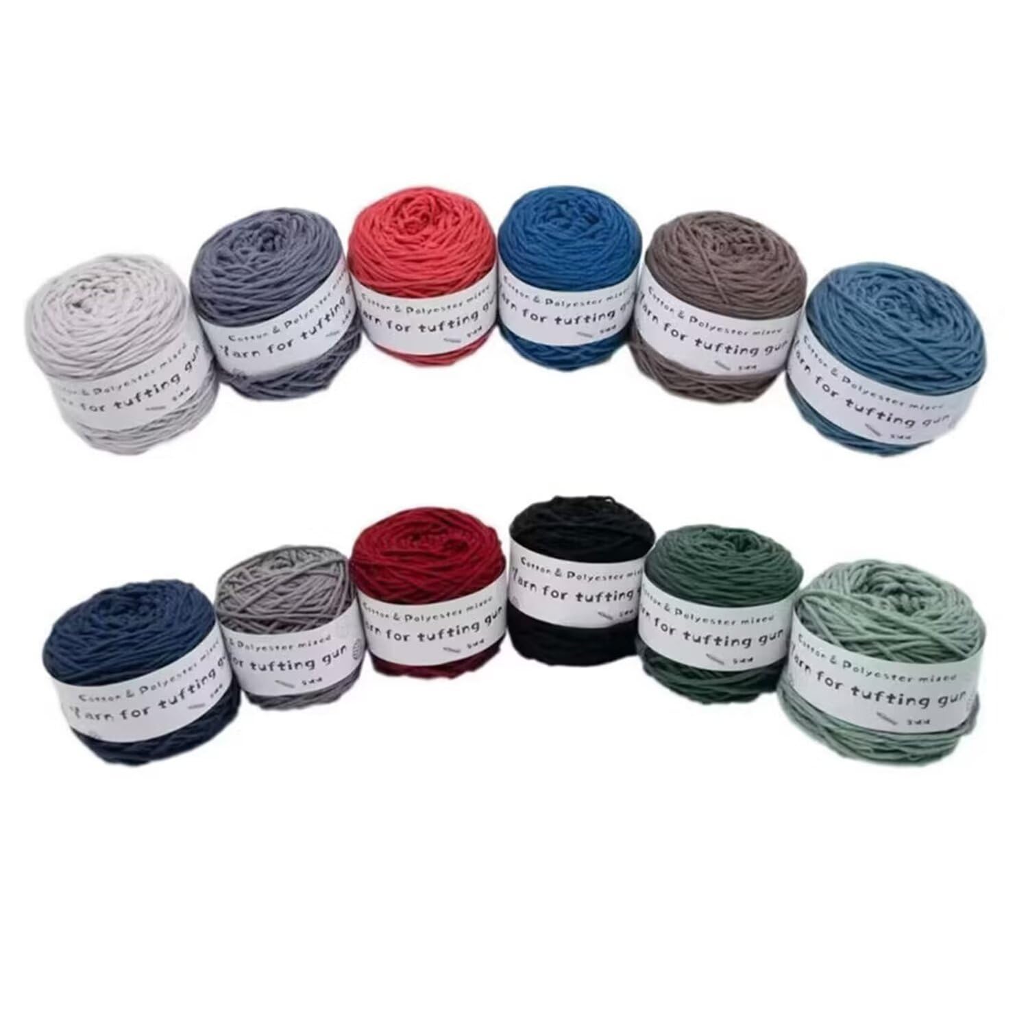 Lot de 6 rouleaux de fil à touffeter pour la fabrication de tapis, moquette, 8 brins de fil en coton laiteux, fil rond de 5 mm pour tricoter à la main, pull, écharpe, polycoton mélangé doux fantaisie