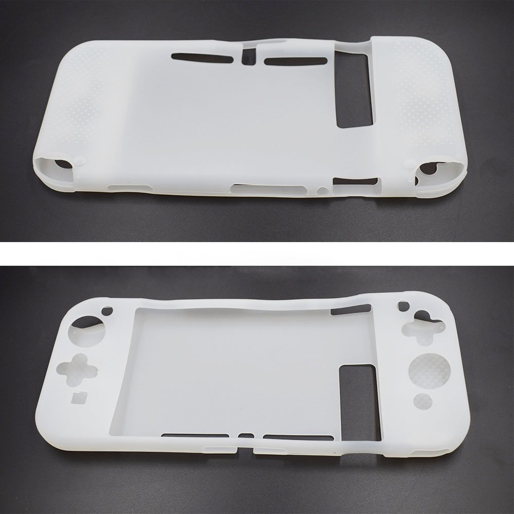 Abluter Soft Silicone Gel Rubber Back Case Cover Shell Skin for Nintendo Switch Game Controller 2017-White