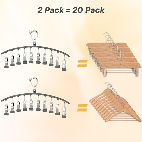 Miniatura 2 de Organizador de leggings para armario, paquete de 2 ganchos de núcleo de acero ArtHonor con clips con capacidad para 20 leggings, pantalones, jeans,