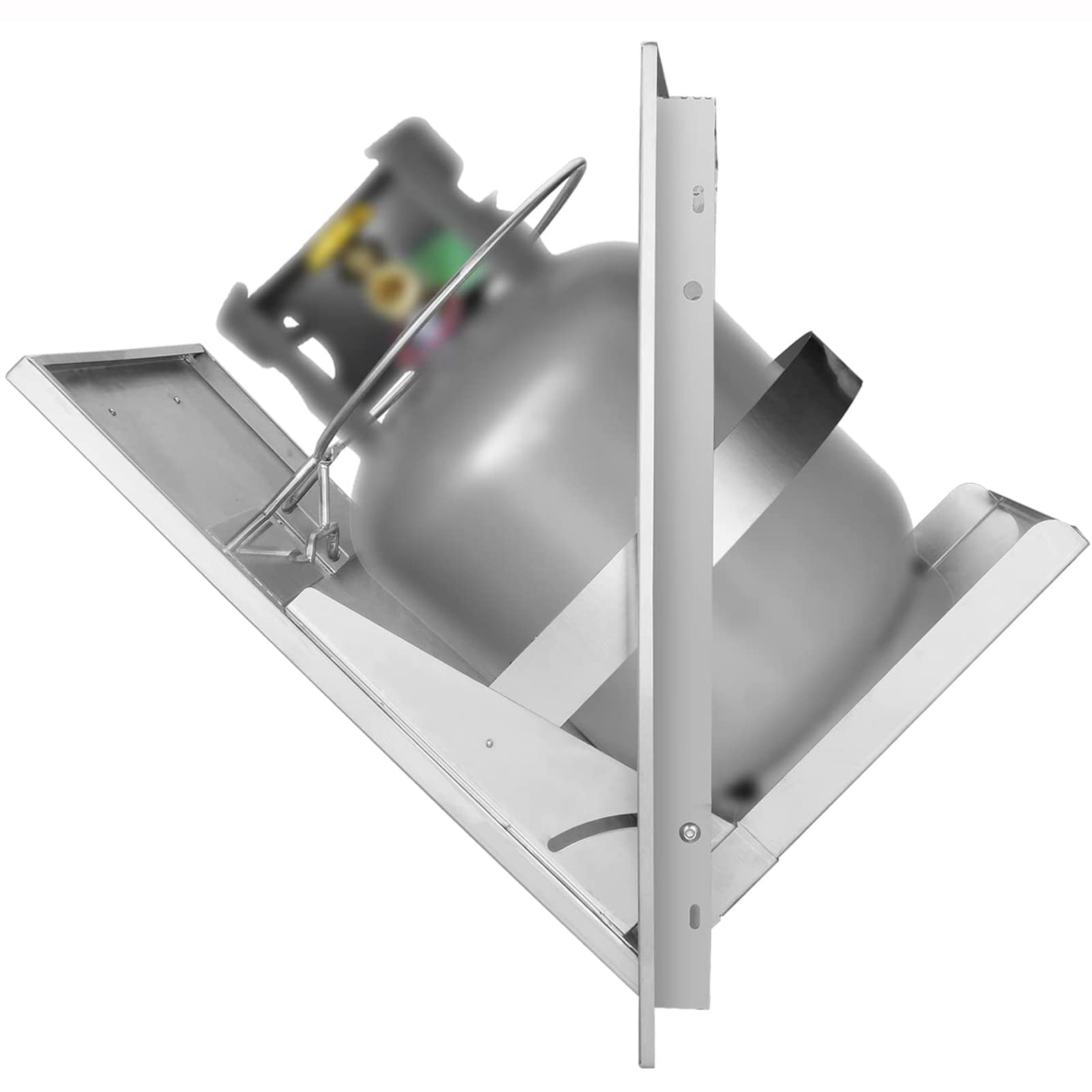 Karpevta Built-in Propane Drawer W18.6XD16XH25 Inch Propane Tank Drawer with Adjustable Trash Ring Stainless Steel Trash Drawer with Handle for Outdoor BBQ Island