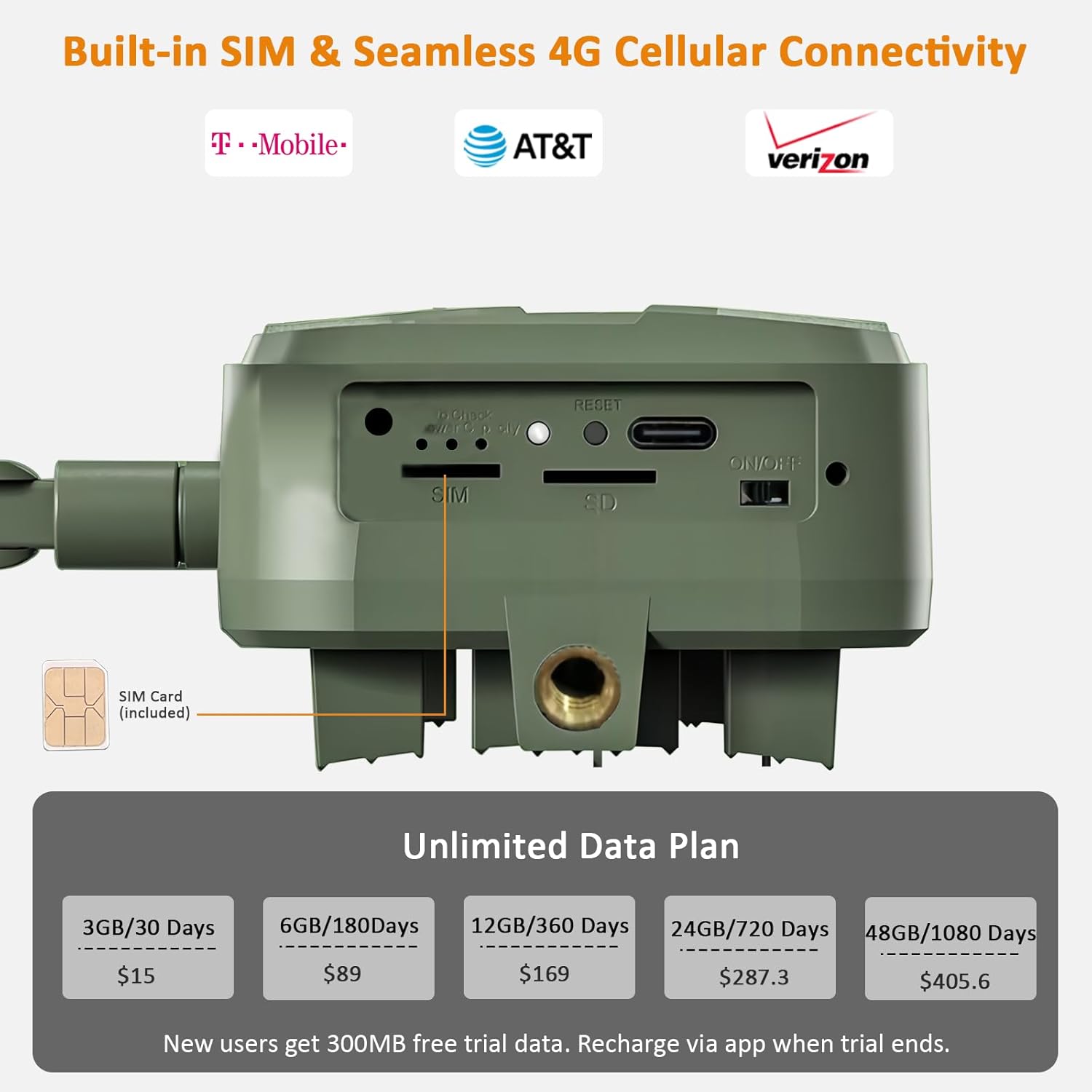 Zivif 4G LTE Cellular Trail Camera, Solar Powered Wildlife Game Camera with 1080P HD Video & Night Vision, 0.3s Fast Trigger, Motion Activated, No WiFi Needed, IP66 Waterproof, SIM Card Included
