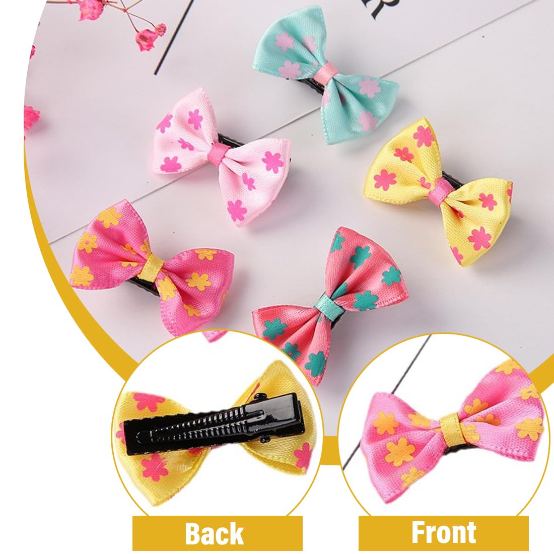 WUSJCOF 6 Pièces Barrettes pour Chiens, Accessoires de Toilettage Bowknot pour Poils de Petit Chien, Accessoires pour Chien, pour Chat Fille (Pour Chiens et Chats de Taille Moyenne)