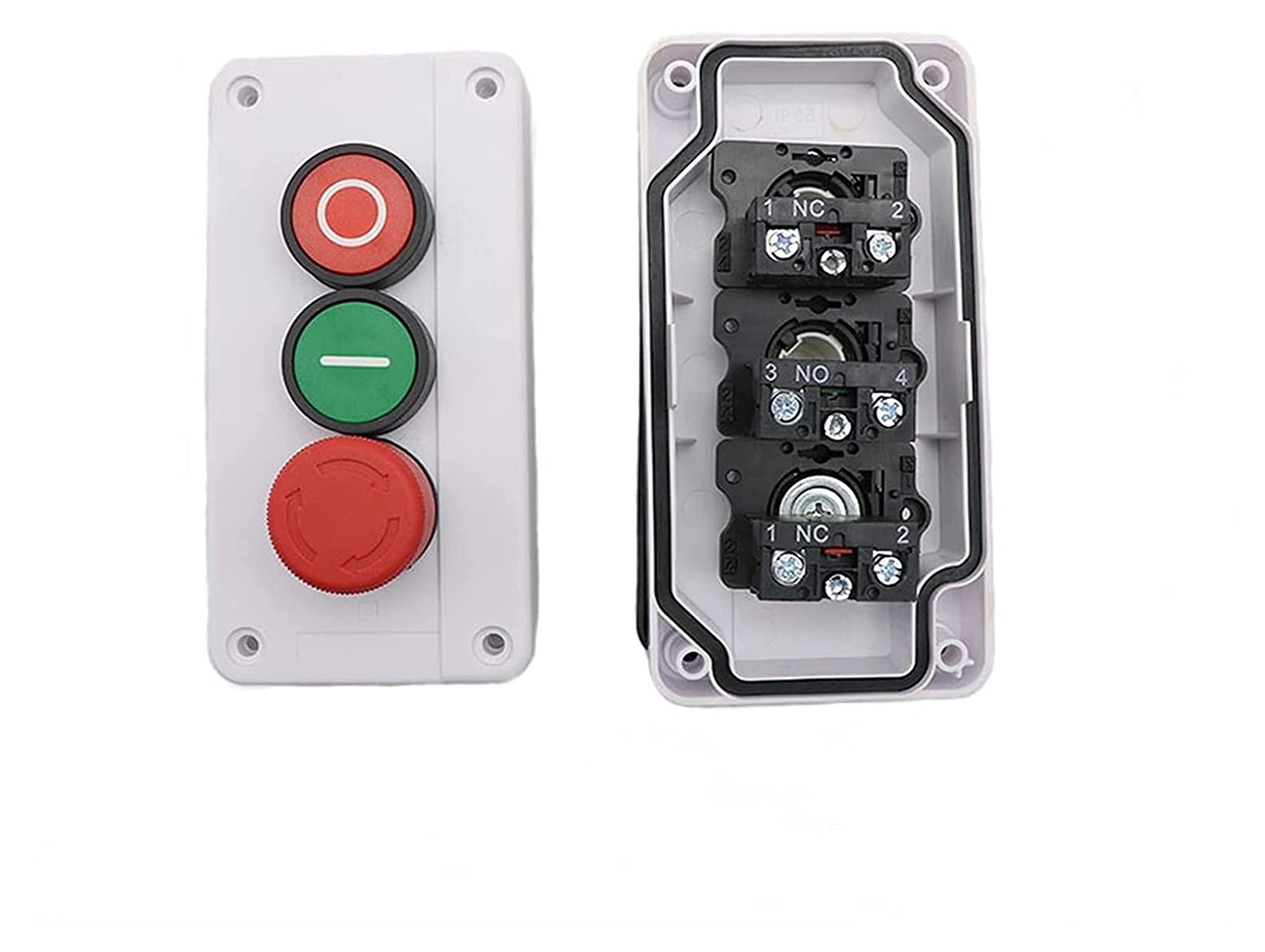 NC Arresto di Emergenza No Interruttore a Pulsante Verde Rosso Stazione Start Stop Interruttore a Pulsante Impermeabile autosigillante Industriale 600V 10A (Color : One Circle)