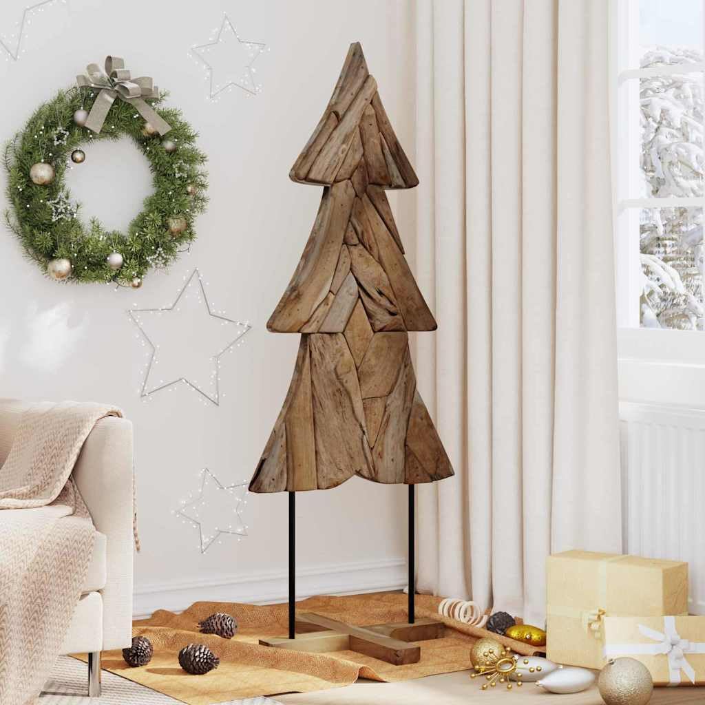 vidaXL Albero di Natale Marrone 151 cm Legno massello di Teak, Decorazione di Natale, Ornamentale in Teak Rustico, Elegante Centro Tavola per Feste, Albero in Salotto
