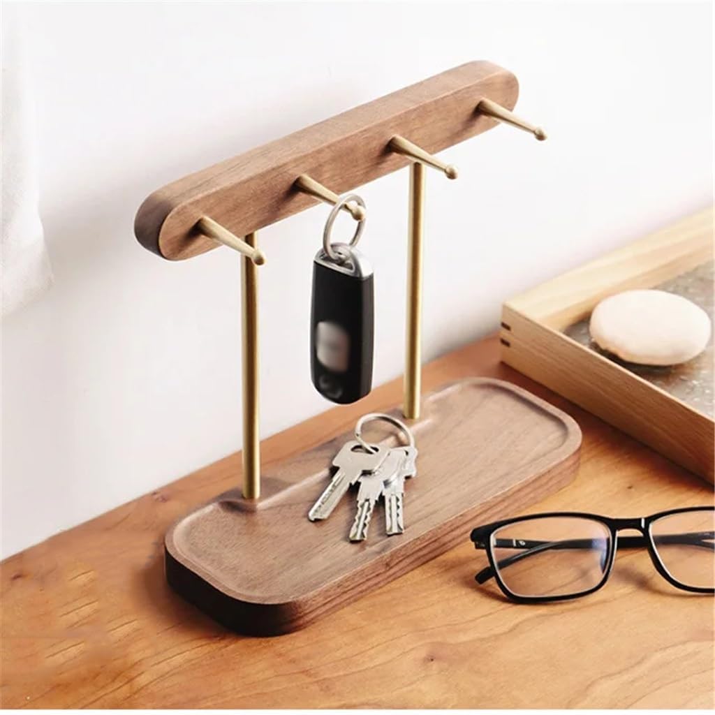 FMURY Black Walnut Wood Storage Rack Solid Wood Jewelry Box Entryway Key Storage Rack Entryway Shelf