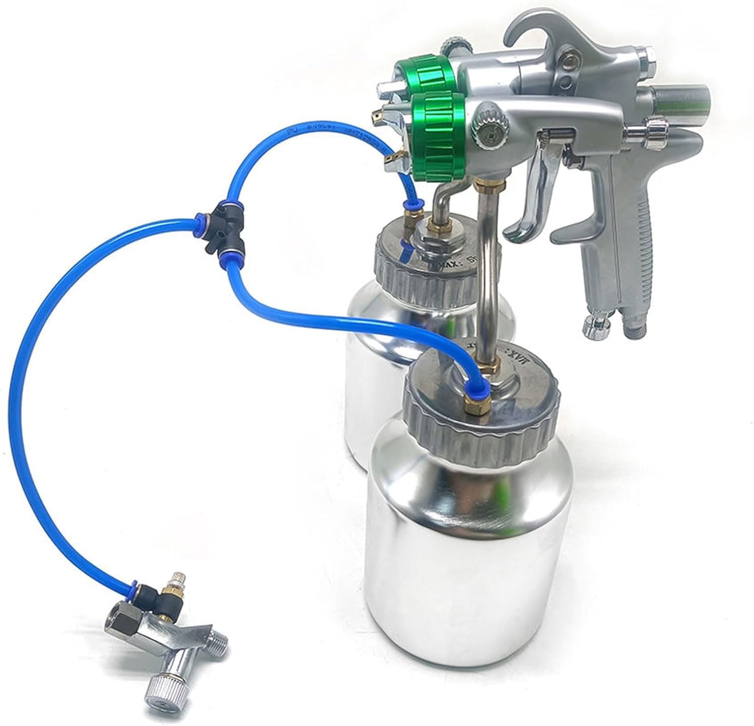 Pistolet à peinture à double buse, alimentation par pression pneumatique pour des finitions lisses, 1200 tr/min, diamètre de buse de 1,3 mm