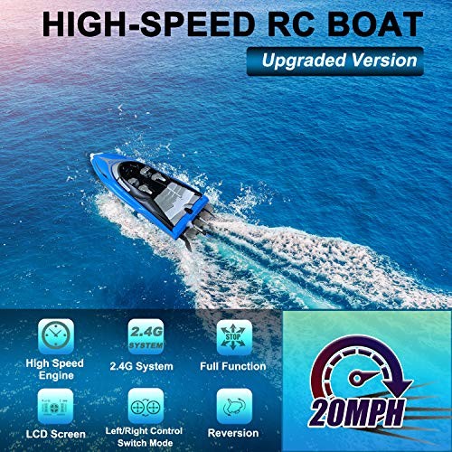 RC Boats for Kids, Remote Control Boat for Boys 8-12, 20+Mph High-Speed RC Boats for Adults, Fun Lake Toys for Pools and Lakes, Fast Remote Control Submarine with Low Battery and Over-Range Alarm