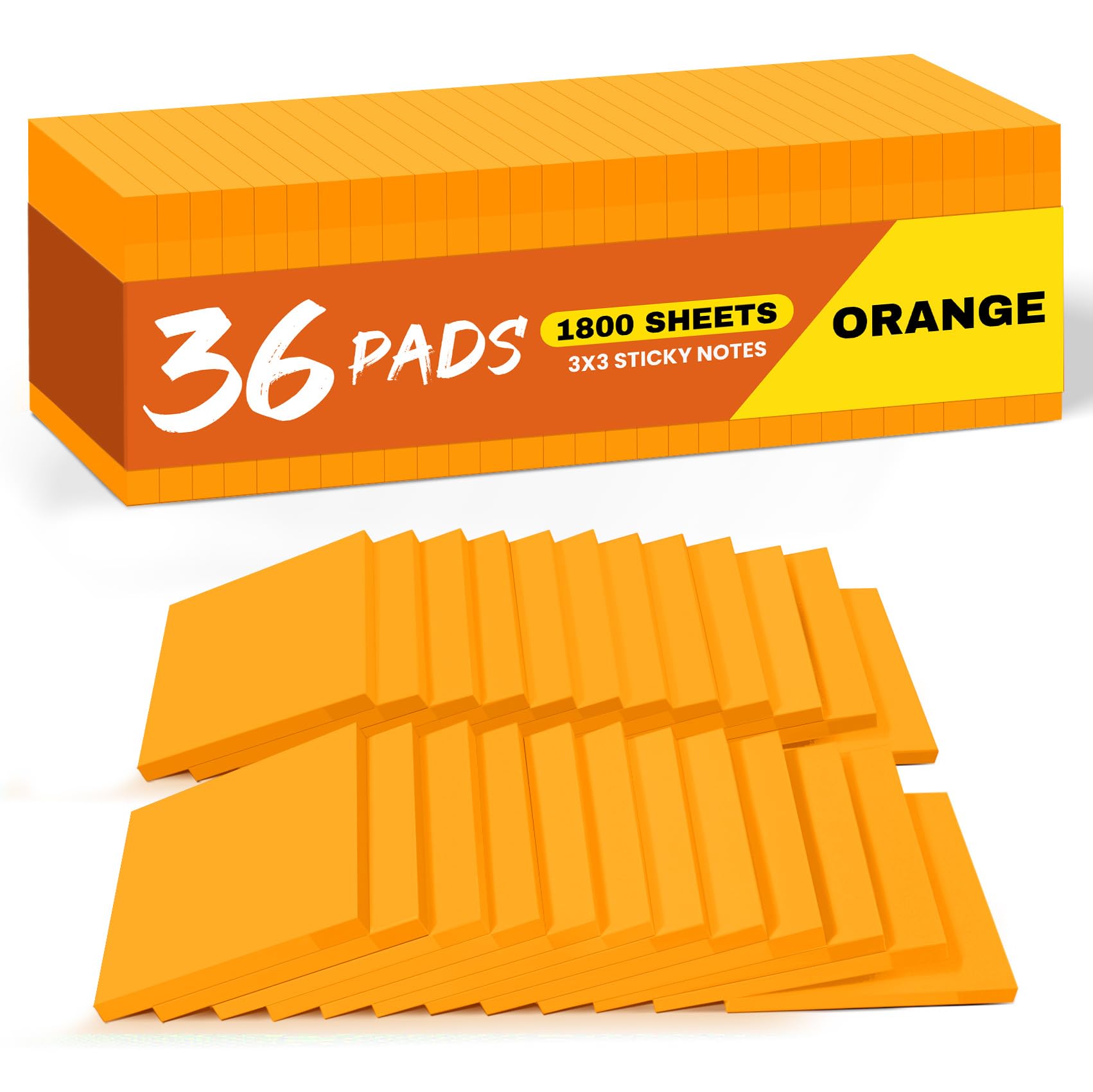 Taja Orange Sticky Notes (36 Pads, 1800 Sheets Total) | Bulk Pack for Office & Study - main product image