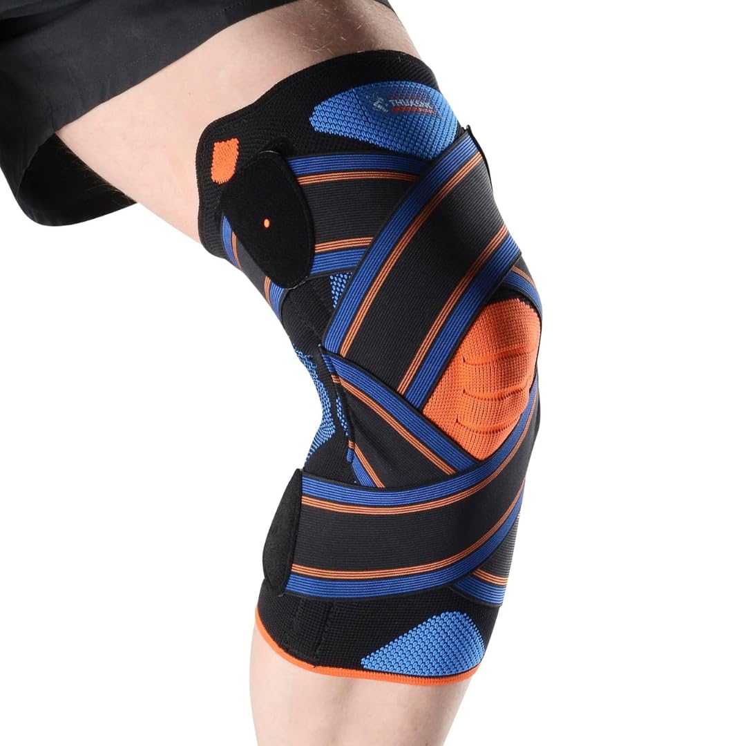 THUASNE Sport - Rodillera Strapping Novelastic - Rodilla Inestable o Dolorosa - Sujeción Lateral, Tejido Anatómico - Índice de Sujeción 3/​3 - Dispositivo Médico CE - Talla L