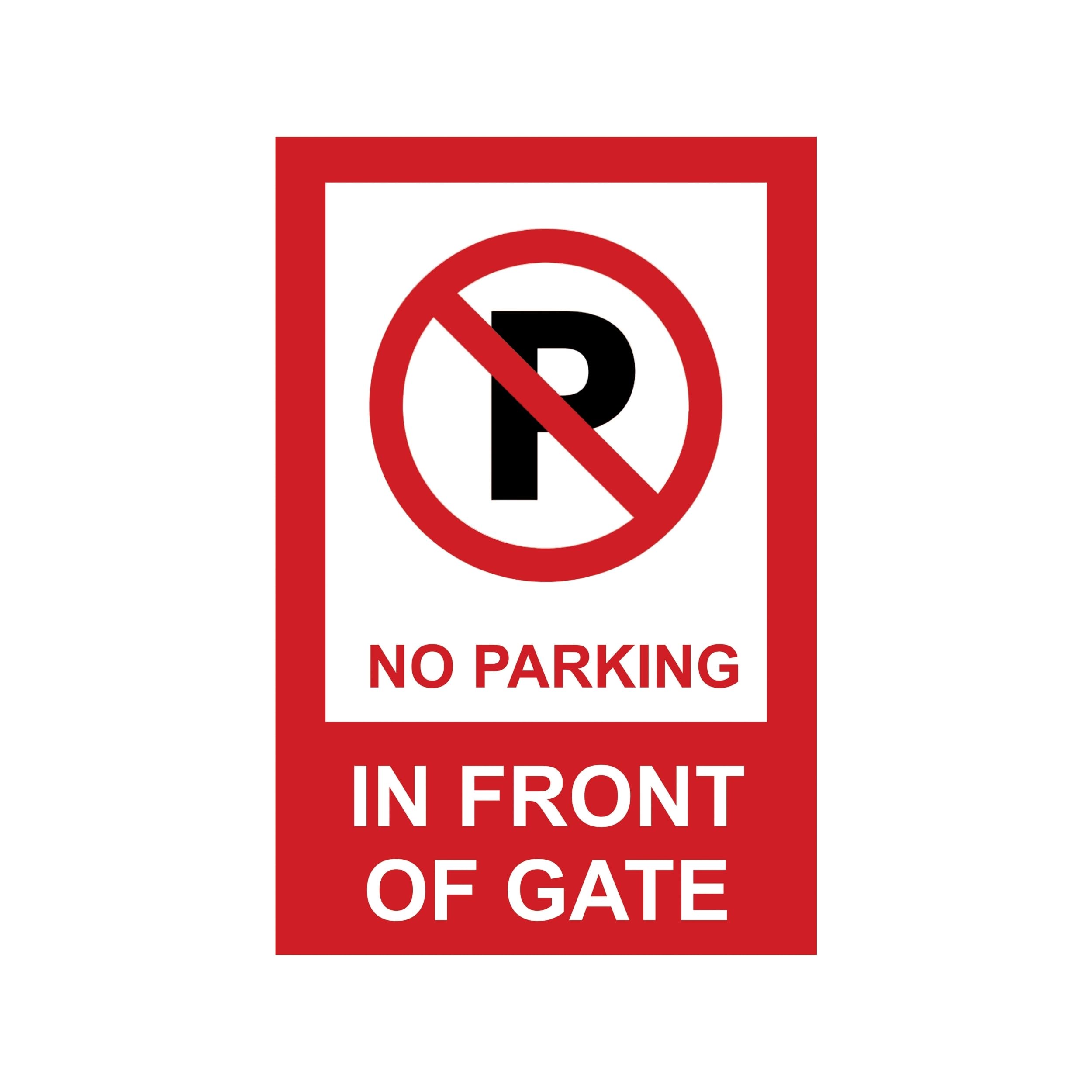 No Parking In Front of Gate Sign Board for House & Society | Premium 5 mm Thick PVC Adhesive No Parking Notice Plate | Waterproof, Weatherproof & Long Lasting Parking Warning Wall Sign | Easy Peel & Stick Board for Home, Office, Shop & Commercial Use
