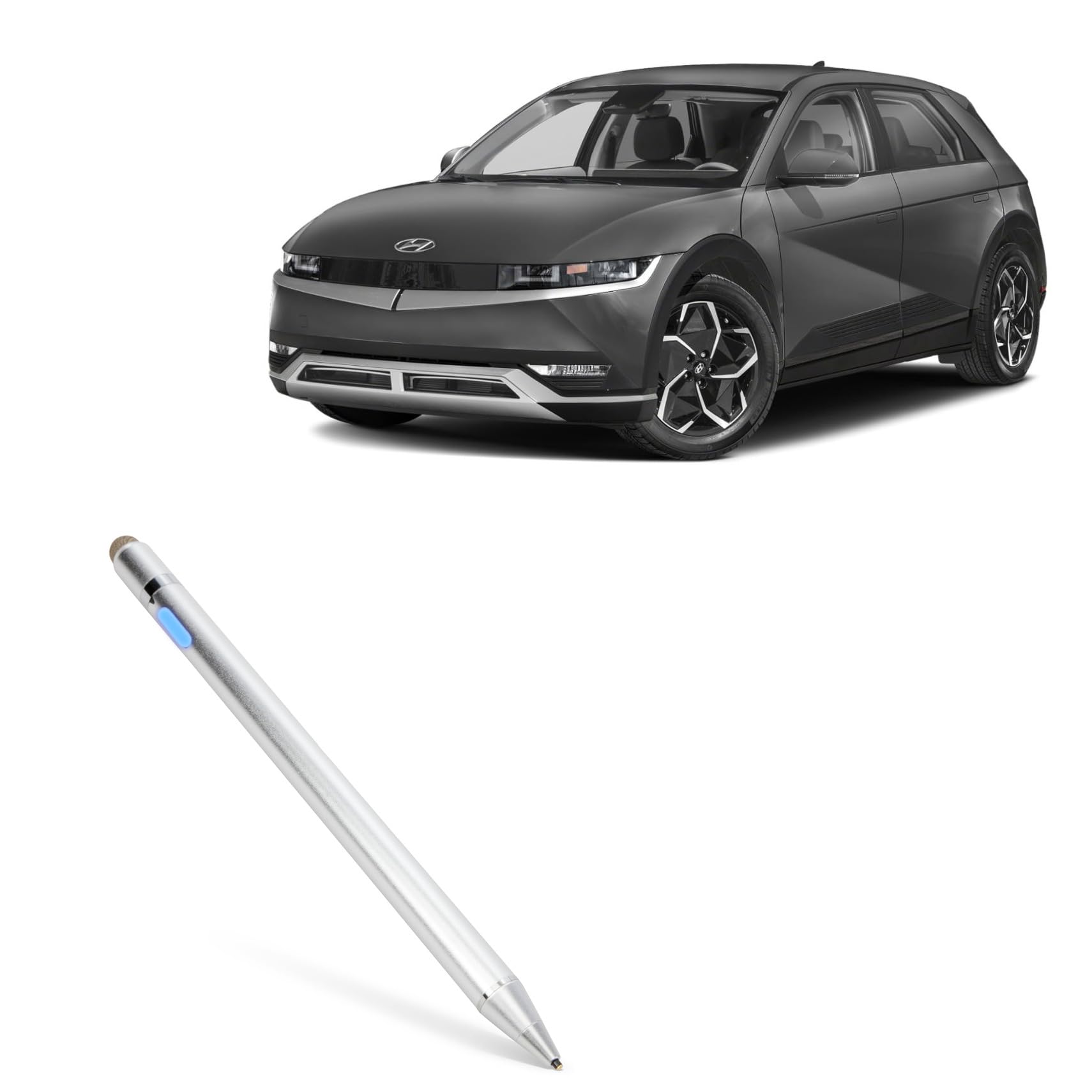 BoxWave Stylus Pen Compatible with Hyundai 2024 IONIQ 5 Display (12.3 in) - AccuPoint Active Stylus, Electronic Stylus with Ultra Fine Tip - Metallic Silver