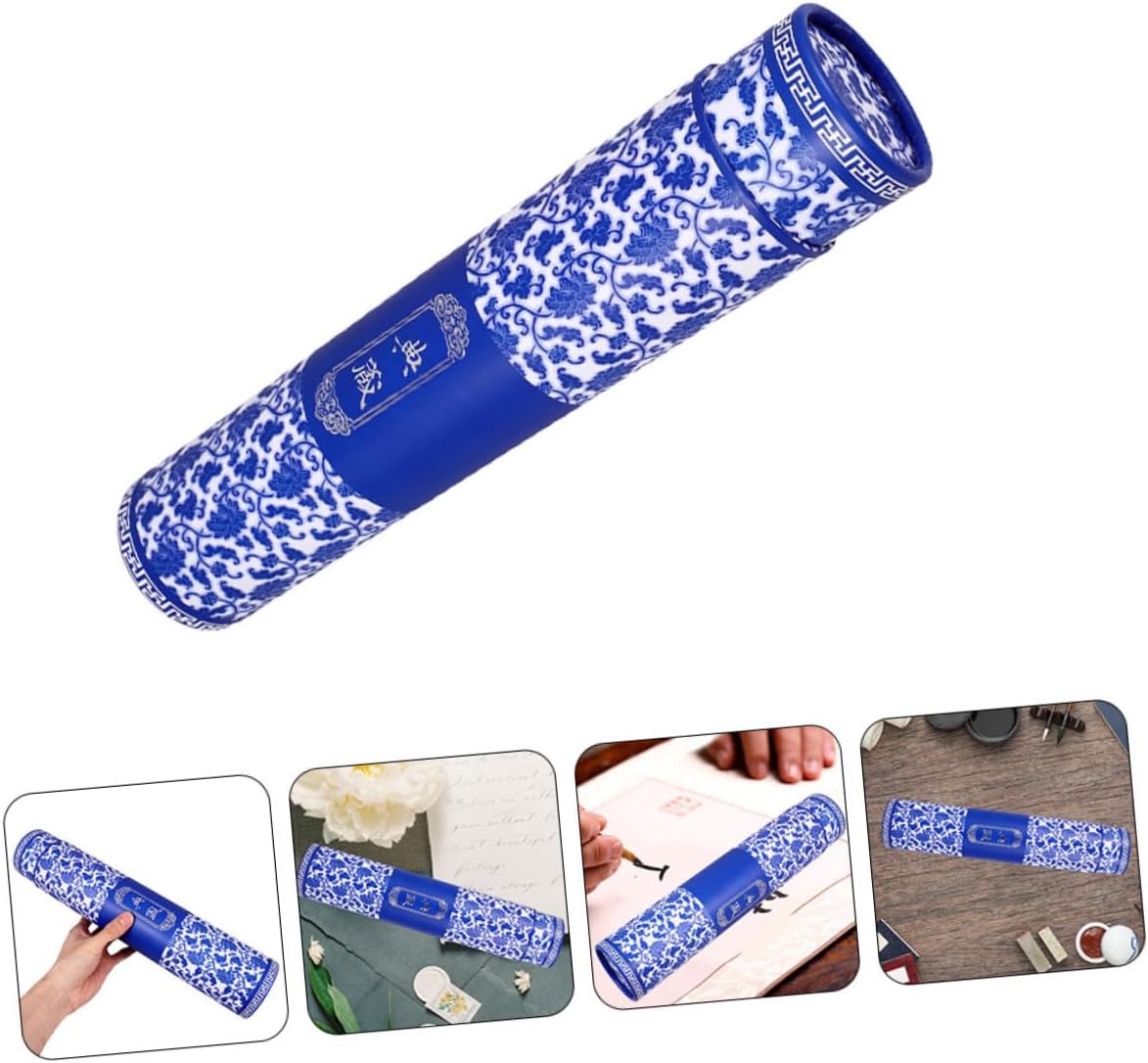 HOMSFOU 2pcs Adjustable Telescoping Poster Tube for Safe Document Storage and Transport and Porcelain Design for Artwork Drawings and Calligraphy Preservation