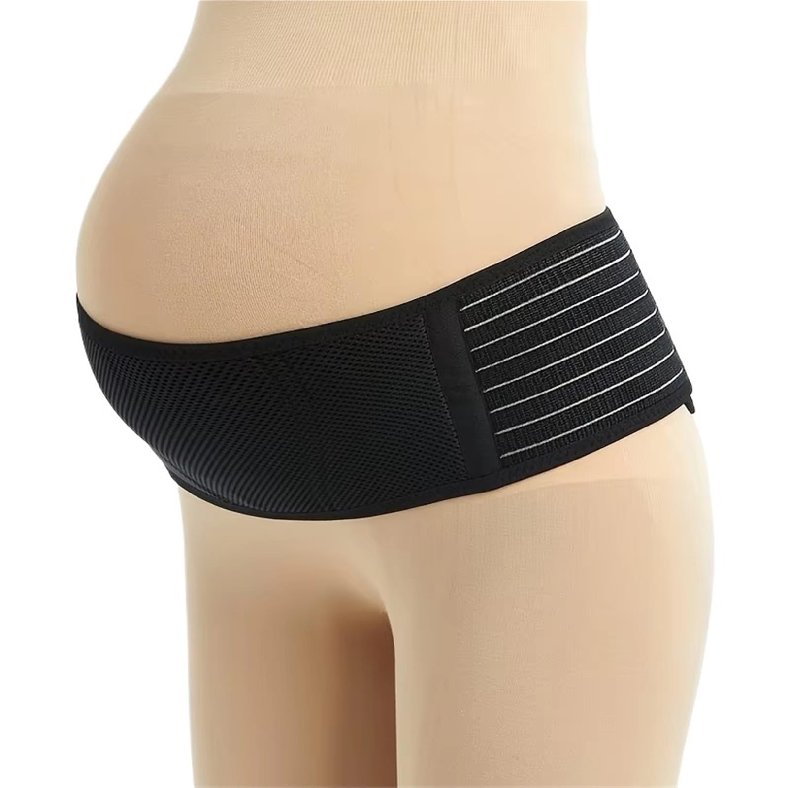 Bandas De Soporte Pélvico Faja abdominal de maternidad for mujer, banda soporte ajustable for el vientre y la espalda durante embarazo, ideal for aliviar dolor abdomen, pelvis, cintura(Black-One Size)