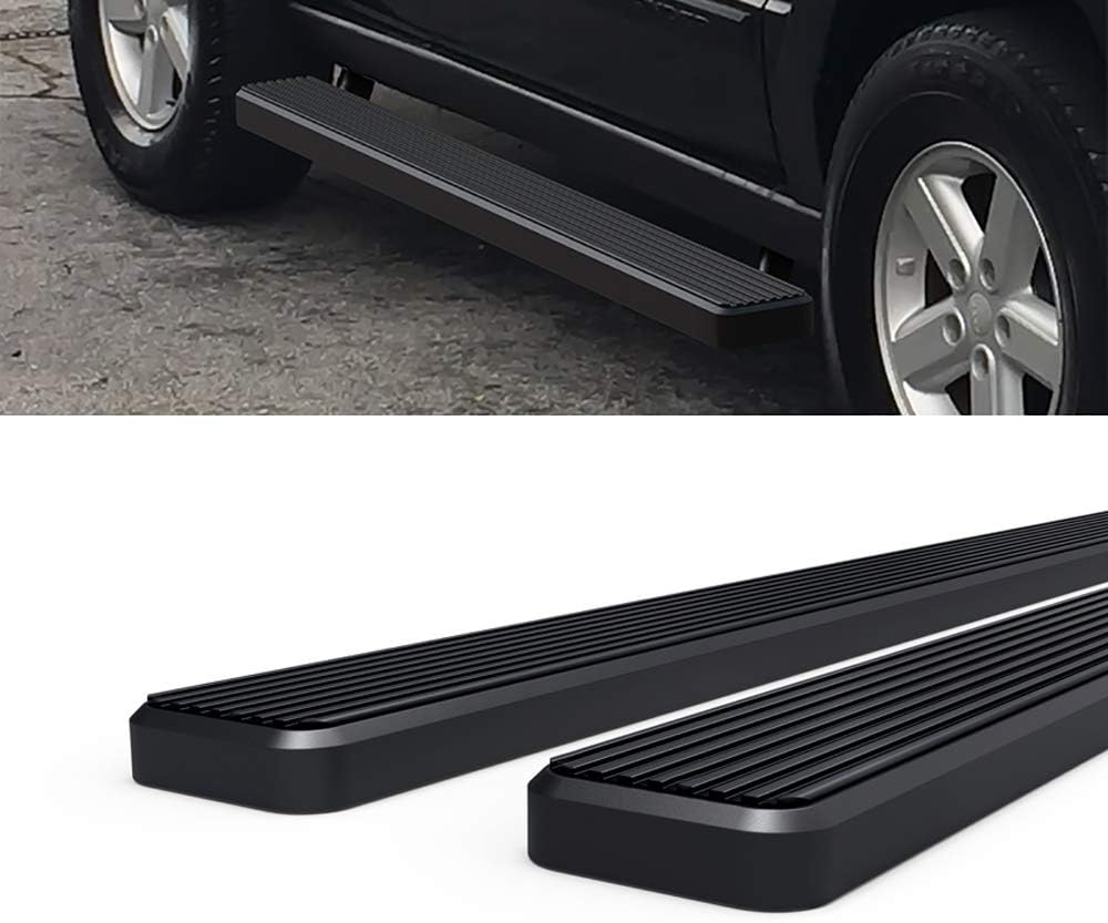 HD Ridez Stainless Steel Running Board 5in Black Compatible with Jeep Commander 2006-2011 (7 Passenger Commander with Rear AC Only) (Nerf Bar Side Steps Side Bars)
