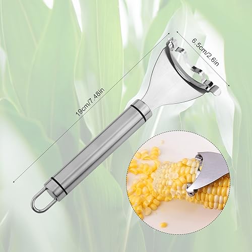 Miniatura 2 de LUTER Raspador de maíz, cortador de maíz de acero inoxidable, pelador de mazorcas de maíz con mango ergonómico, cepilladora de maíz para hacer