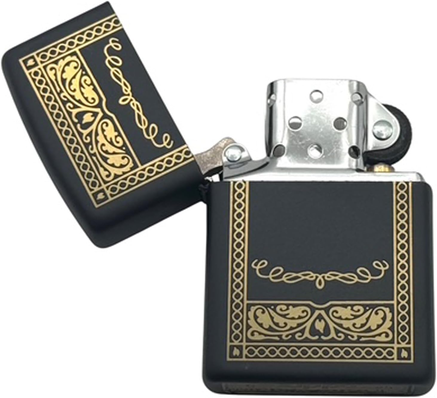 Personalized American Classic Elegant Design Lighter Zippo - Free Engraving - Christmas, Halloween & Valentines Day Gift (Black Matte Frame)