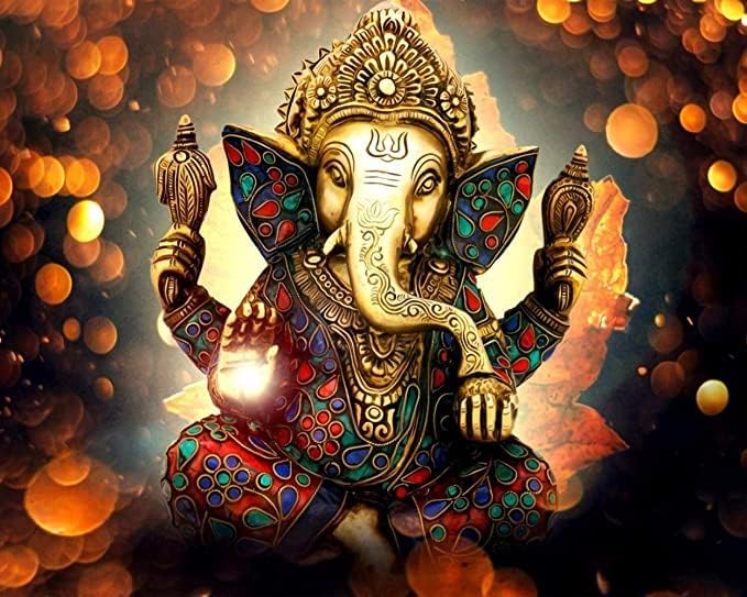 TULIP N TURTLE Colourful Ganesha DIY 5D Diamond Painting by Number Kits Round drilll Diamond Painting kit Cross Stitch Pictures Arts Craft-image-8