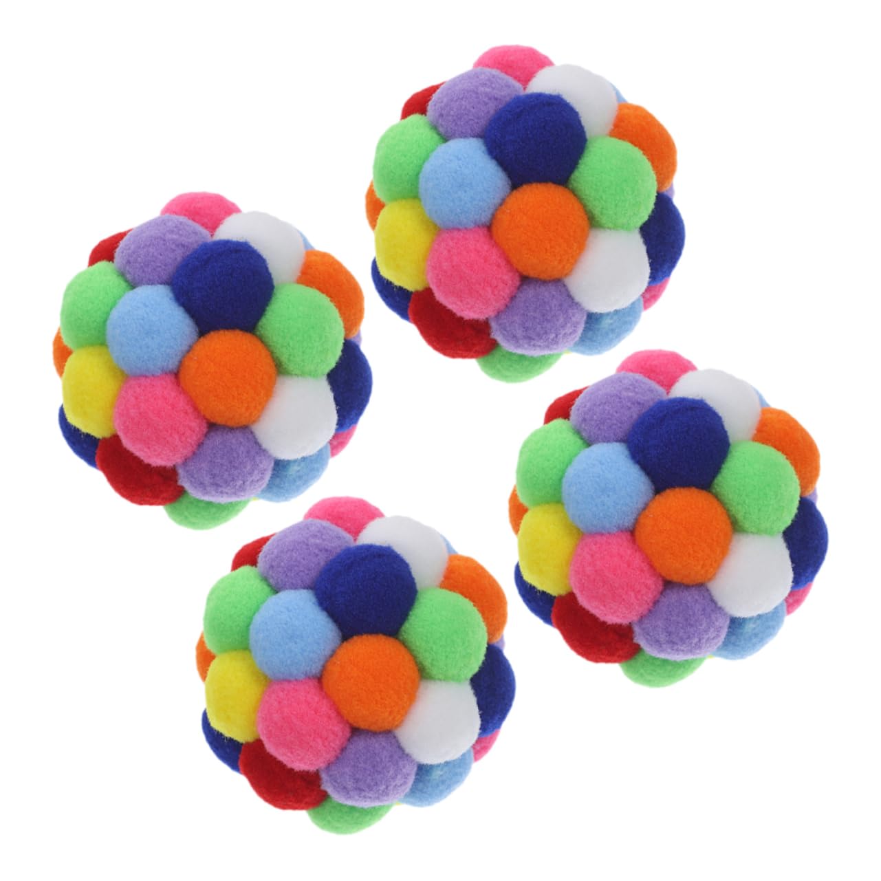 4pcs Balles Jouets pour Chats D'intérieur en Peluche avec Clochettes, Jouets Interactifs pour Chat, Fonction Grattage et Griffade, pour Jeu en Intérieur