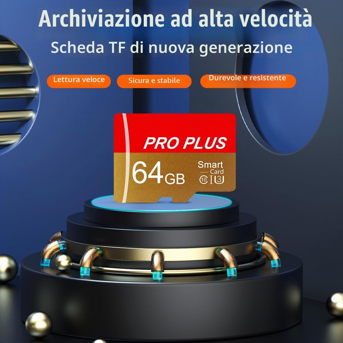 Confezione da 3 schede di memoria da 64 GB con adattatore, scheda di memoria ad alta velocità, UHS-I C10 A1 Memory TF Card for Tablet/Mobile Phone/Camera/Car Audio/Game Console (TF162 64 GB-3 Pack)