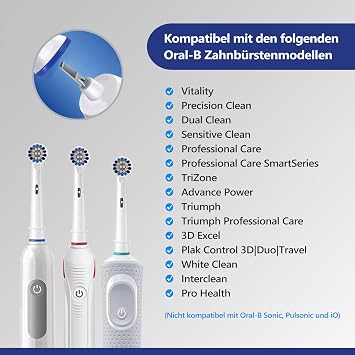 8 Stück Aufsteckbürsten Kompatibel mit Braun Oral B Elektrische Zahnbürsten Ersatzbürsten Zahnbürstenköpfe für Oral B Professional Care und Vitality Pro Smart Genius (weiß)
